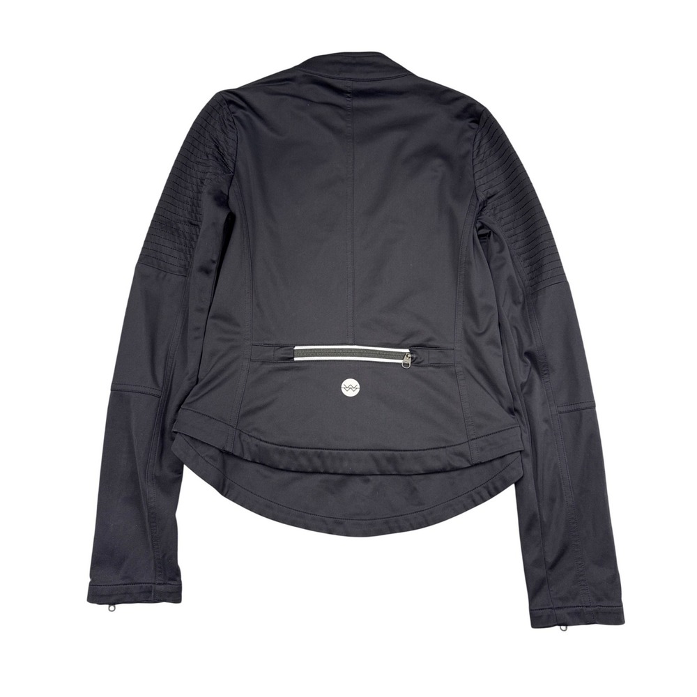 Without Walls Moto Jacket Women XS Black Ribbed Sleeve Asymmetrical Zip Cycling - Picture 2 of 7